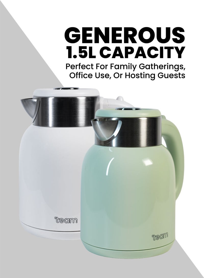 Team Electric Kettle | 1.5L Double Wall Stainless Steel | Auto-Off Switch | Cordless Design | Fast Boil | 1500W - Image 2
